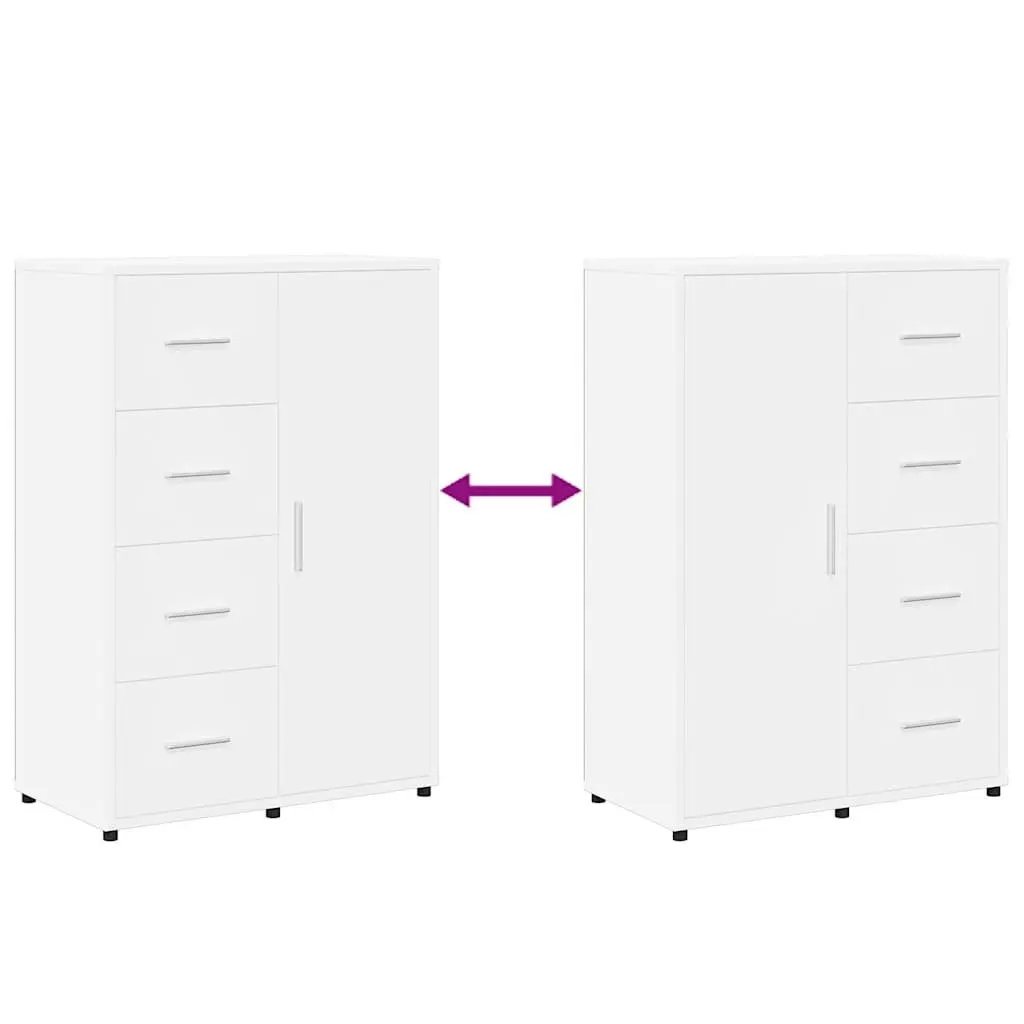 White Sideboard Storage Cabinet 60x31x84 cm Engineered Wood Furniture Set of 2