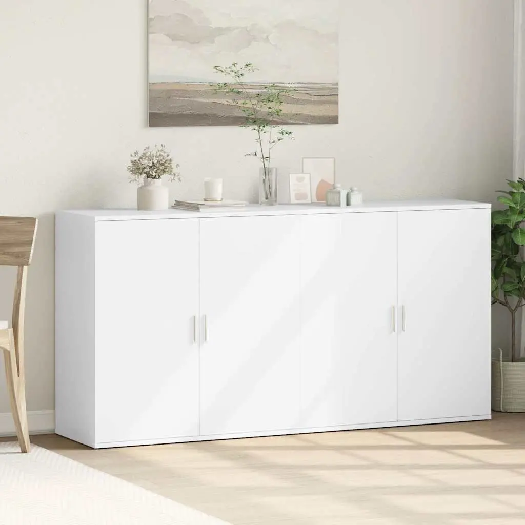 White Storage Buffet 2 Piece Sideboard Cabinet Engineered Wood 79x38x80 cm