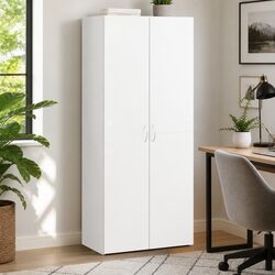 Engineered Wood White File Cabinet with 4 Compartments