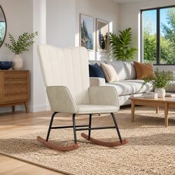 Padded Velvet Rocking Chair with Steel Frame