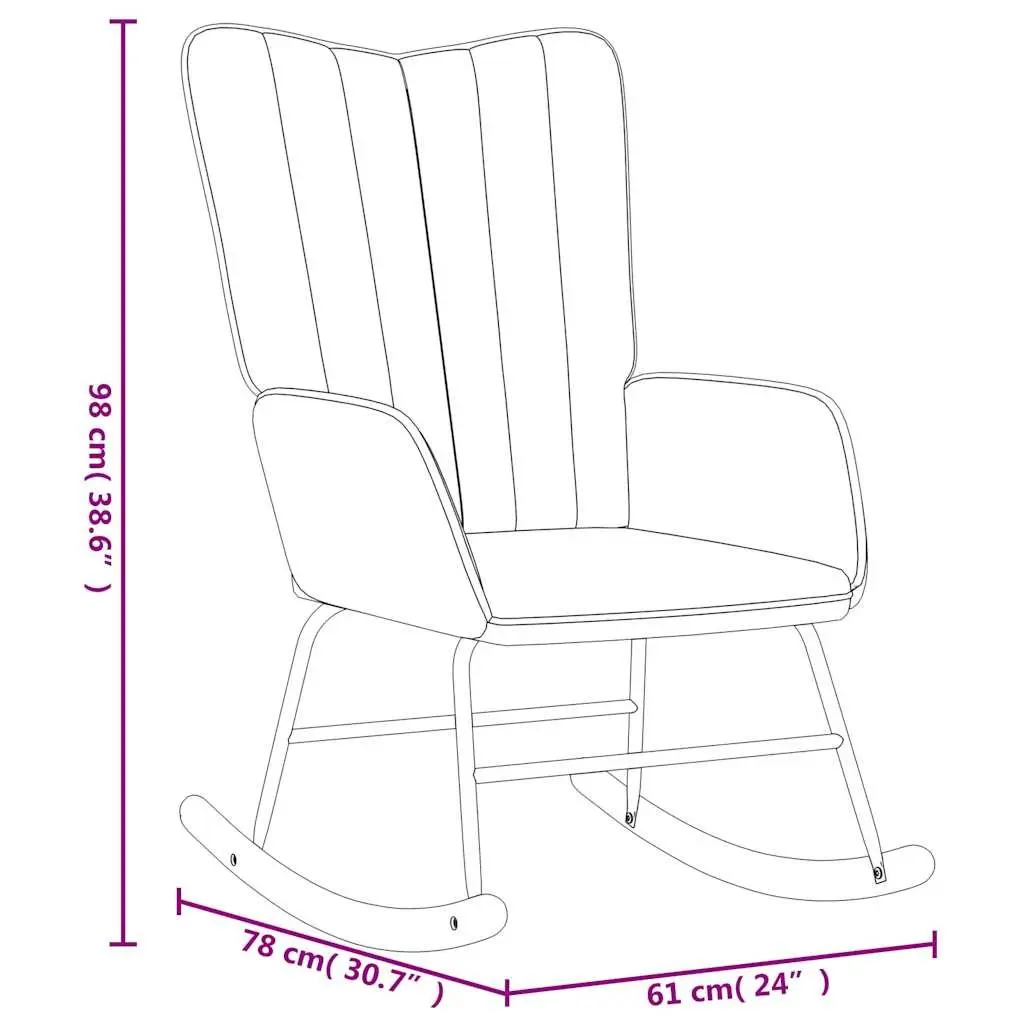 Rocking Chair White Velvet Padded Armchair Living Room Relaxation Furniture