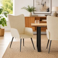 Modern Relaxing Armchair in Cream Fabric