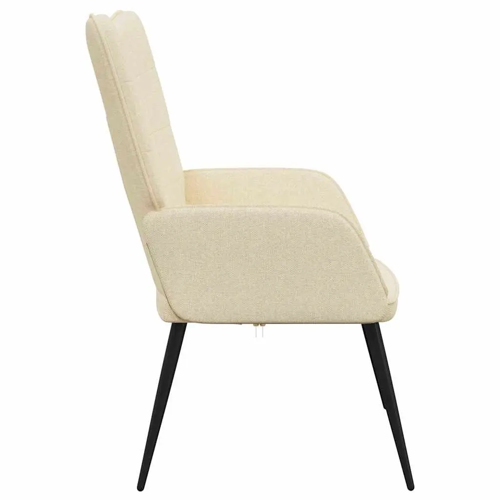 Lounge Chair Cream Fabric Soft Upholstered Padded Foam Relaxing Armchair