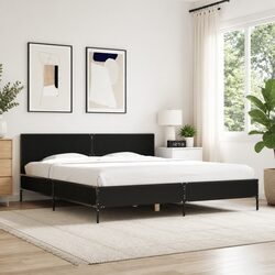 Black King Bed Frame 183x203 cm with Engineered Wood