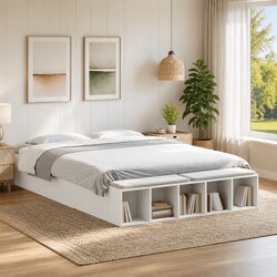 Engineered Wood Bed Frame 150x200cm with Slatted Base
