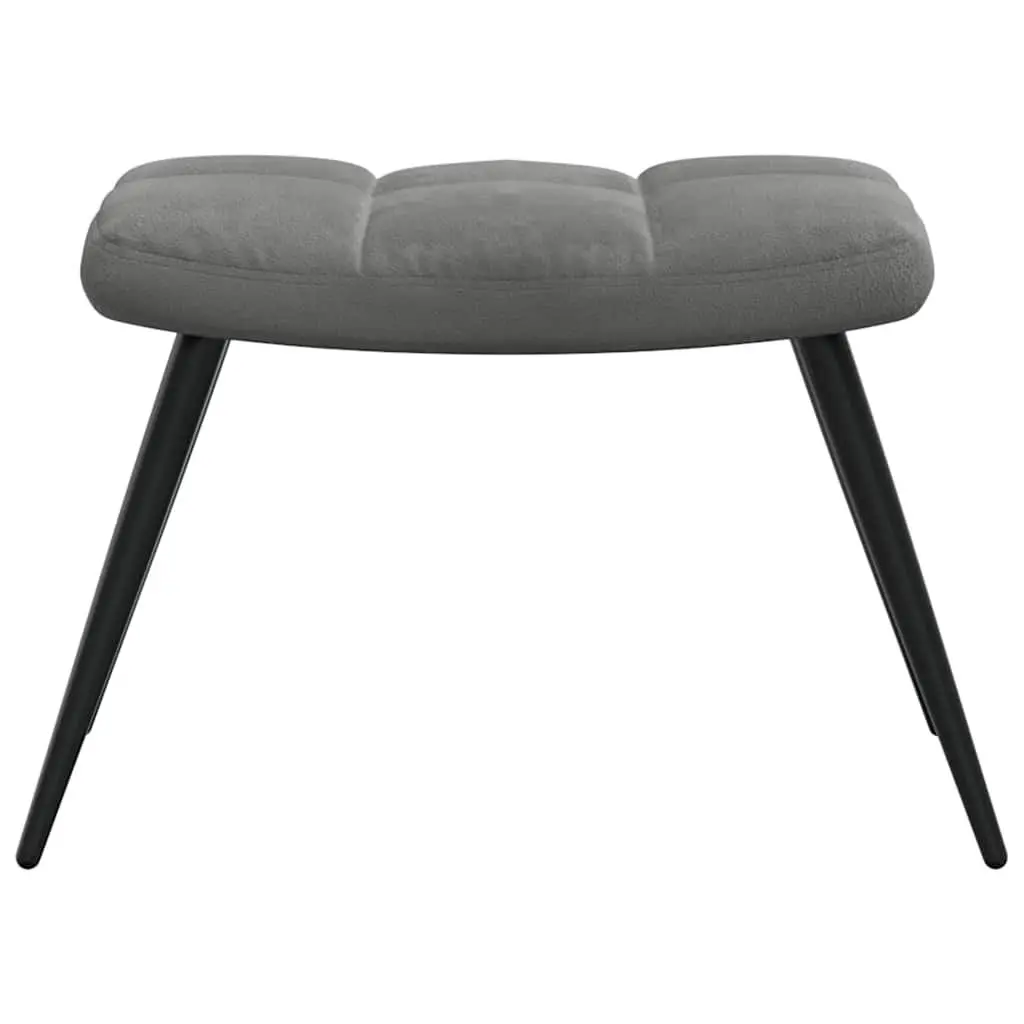 Relaxing Armchair with Stool Dark Grey Velvet Accent Chair Lounge Seat Footrest