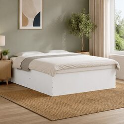 Engineered Wood White Bed Frame 150x200 cm Slatted Base