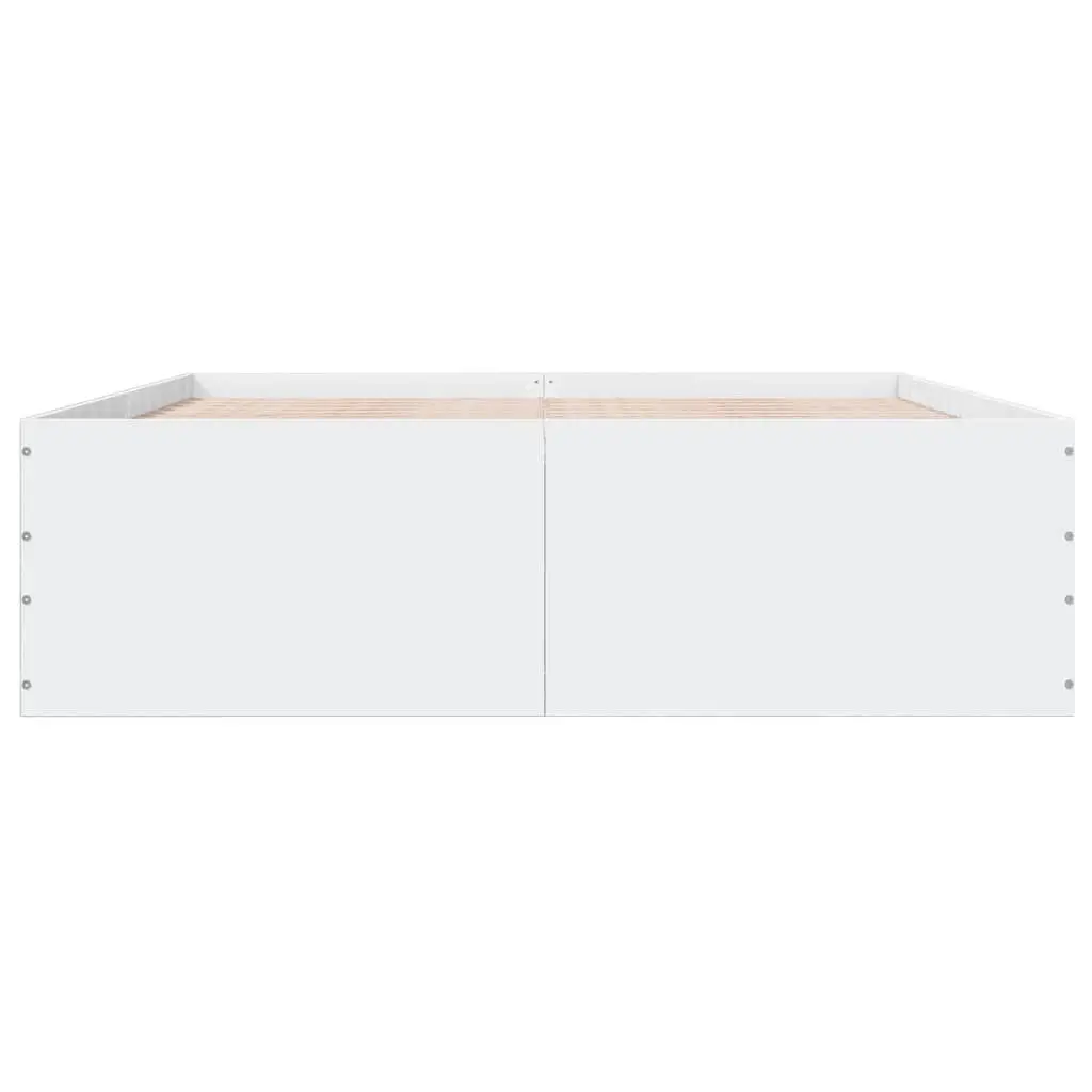 White Bed Frame 150x200 cm Modern Design Engineered Wood Slatted Base Sleep