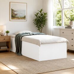 White Bed Frame 90x190 cm Made of Engineered Wood