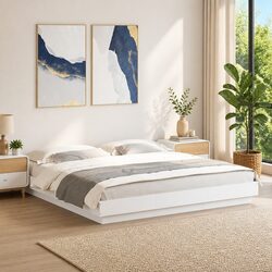 White King Bed Frame with RGB LED Lighting 183x203 cm