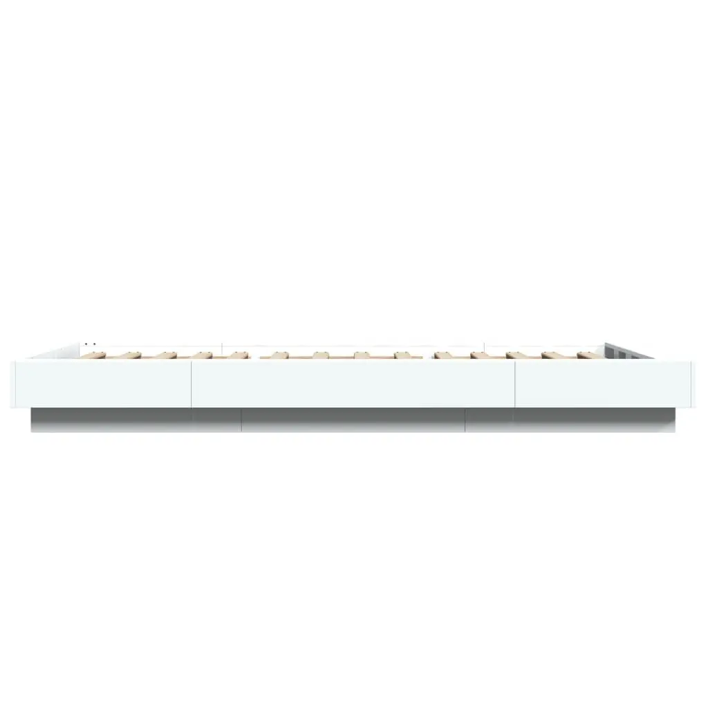 Bed Frame Slatted Base RGB LED Lights White 90x190 cm
