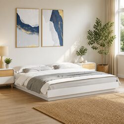 King Bed Frame 183x203cm Engineered Wood with Slats