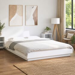 150x200 cm White Bed Frame with Slatted Base System