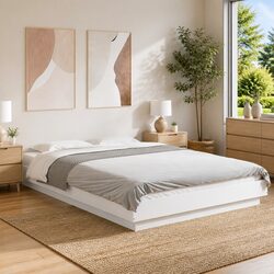 Engineered Wood Bed Frame White 135x190 cm