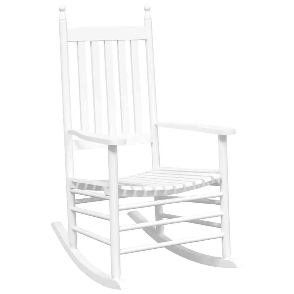 Rocking Chair with Foldable Side Table White Wooden Armrests Patio Furniture