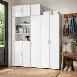 Tall Slim Storage Cabinet White Engineered Wood 40x42.5x225cm