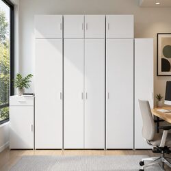 Engineered Wood Tall Storage Cabinet with Multiple Compartments