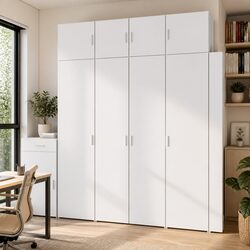 White Engineered Wood Tall Storage Cabinet Specifications