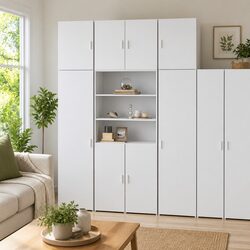 White Highboard Storage Cabinet 80x42.5x249cm Engineered Wood