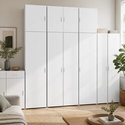 White Highboard Storage Cabinet 80x42.5x249cm Engineered Wood