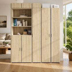 Engineered Wood Highboard Storage Cabinet in Brown