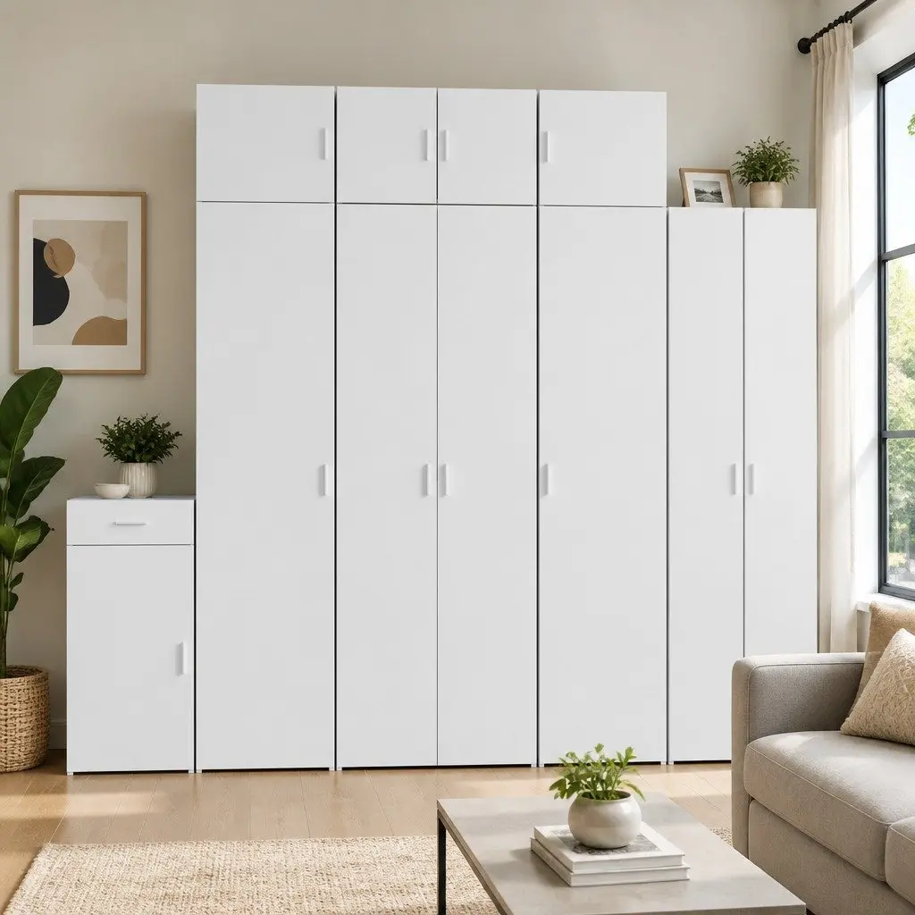 Highboard Storage Cabinet Engineered Wood Smooth Surface 70x42.5x185cm White
