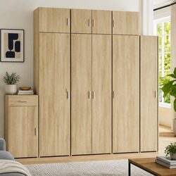 Highboard Storage Cabinet Brown Engineered Wood Sideboard Bedroom Living Room