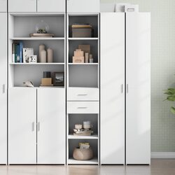 Highboard Storage Cabinet White Modern Cupboard Engineered Wood Furniture