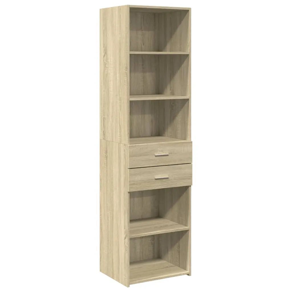 Highboard Storage Cabinet Brown Engineered Wood 50x42.5x185cm Sideboard