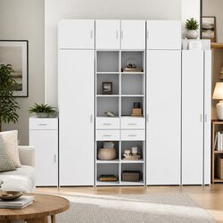 White Engineered Wood Highboard 70x42.5x185 cm