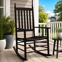 2-Piece Brown Solid Wood Rocking Chair Set