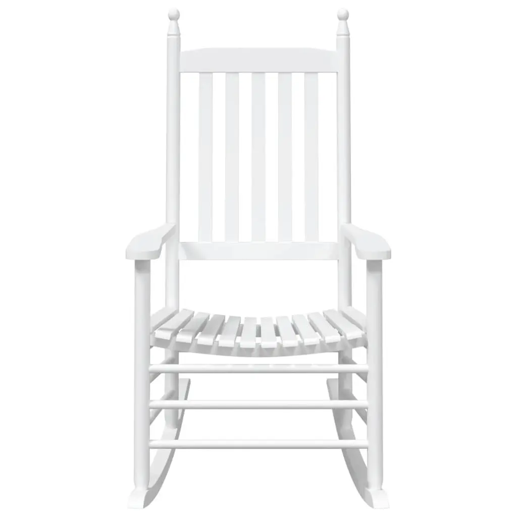 Rocking Chairs High Back Curved Seat Widened Armrests White Solid Wood Set of 2
