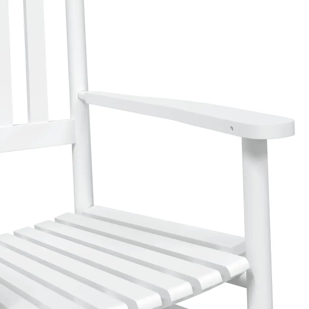 Rocking Chairs High Back Curved Seat Widened Armrests White Solid Wood Set of 2