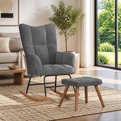 Durable Steel Frame Rocking Chair with Velvet Upholstery