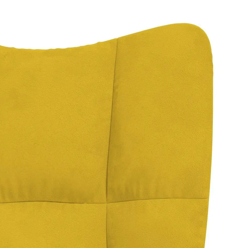 Rocking Chair with Stool Mustard Yellow Velvet Armchair Relaxing Living Room