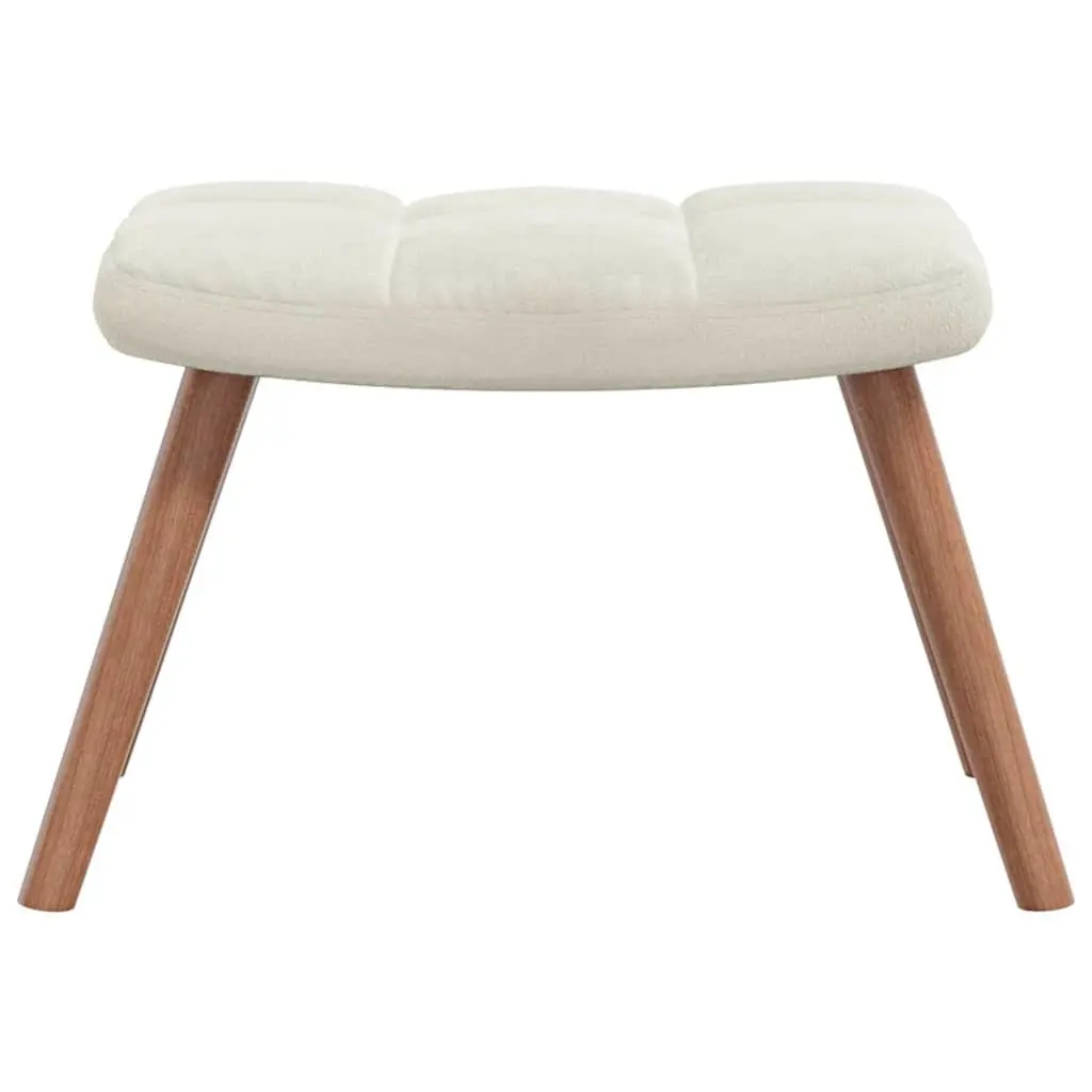 Rocking Chair with Stool Cream White Velvet Armchair Relaxing Lounge Chair