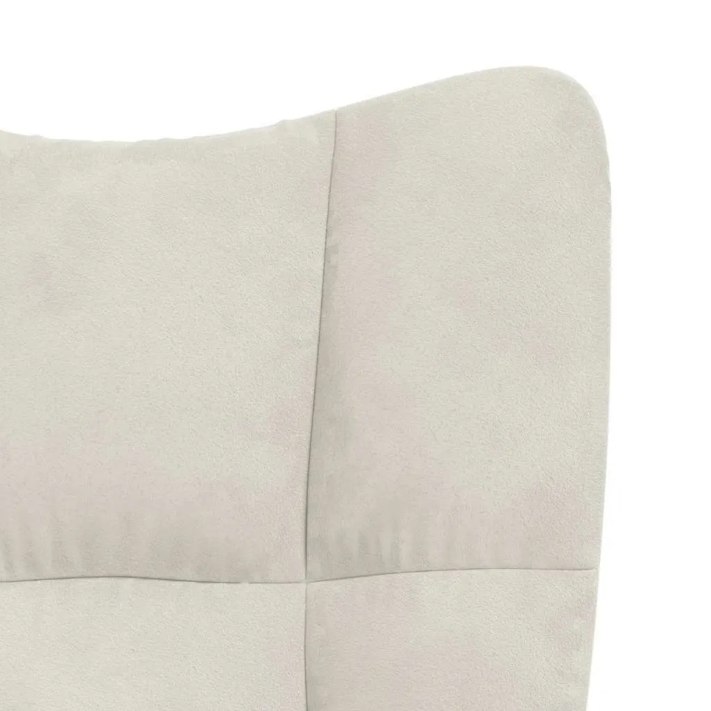 Rocking Chair with Stool Cream White Velvet Armchair Relaxing Lounge Chair