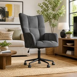 Adjustable Height Grey Velvet Swivel Chair with Castors