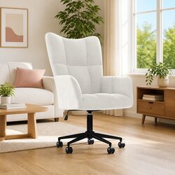 Chic Cream Velvet Swivel Armchair with Adjustable Height