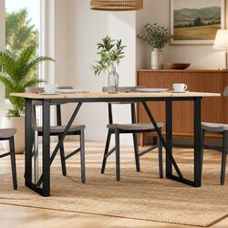 Dining Table 140x80x75 cm Solid Pine Wood Steel Frame