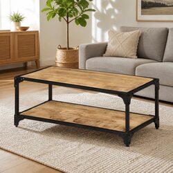 Mango Wood Coffee Table 90x45x35cm with Iron Frame