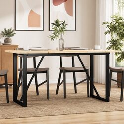 O-Frame Dining Table 140x80cm in Solid Pine Wood and Steel