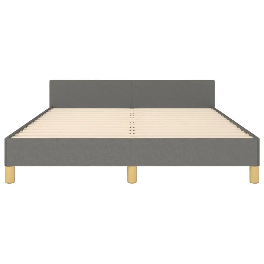 Double Bed Frame Grey Fabric 137x187cm Comfort Headboard
