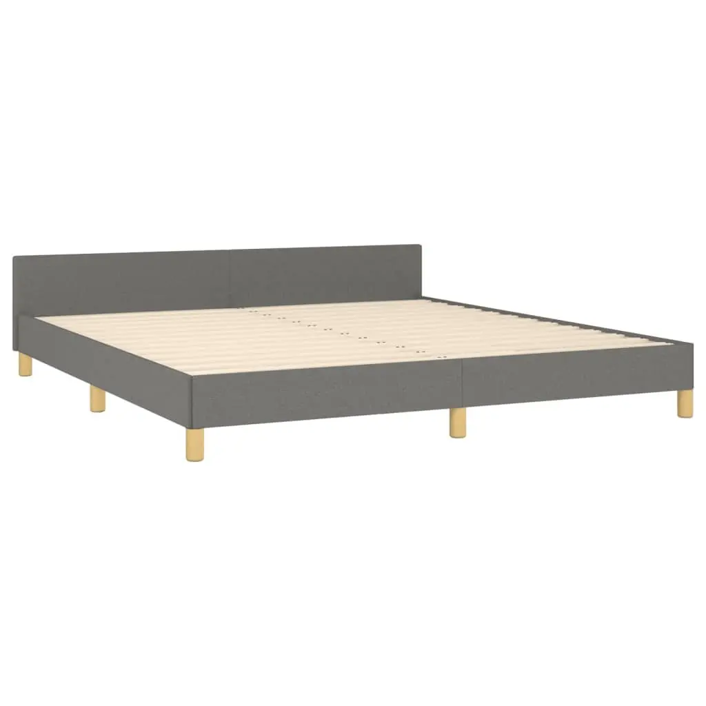 Grey Fabric Queen Bed Frame Adjustable Height 152x203cm for Bedroom with Headboard