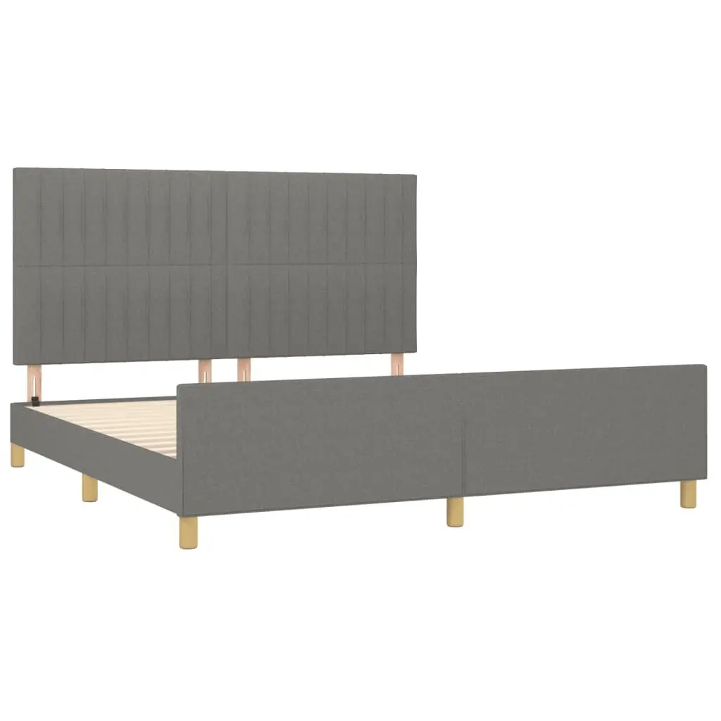 Queen Bed Frame Adjustable Headboard Grey Fabric 152x203cm