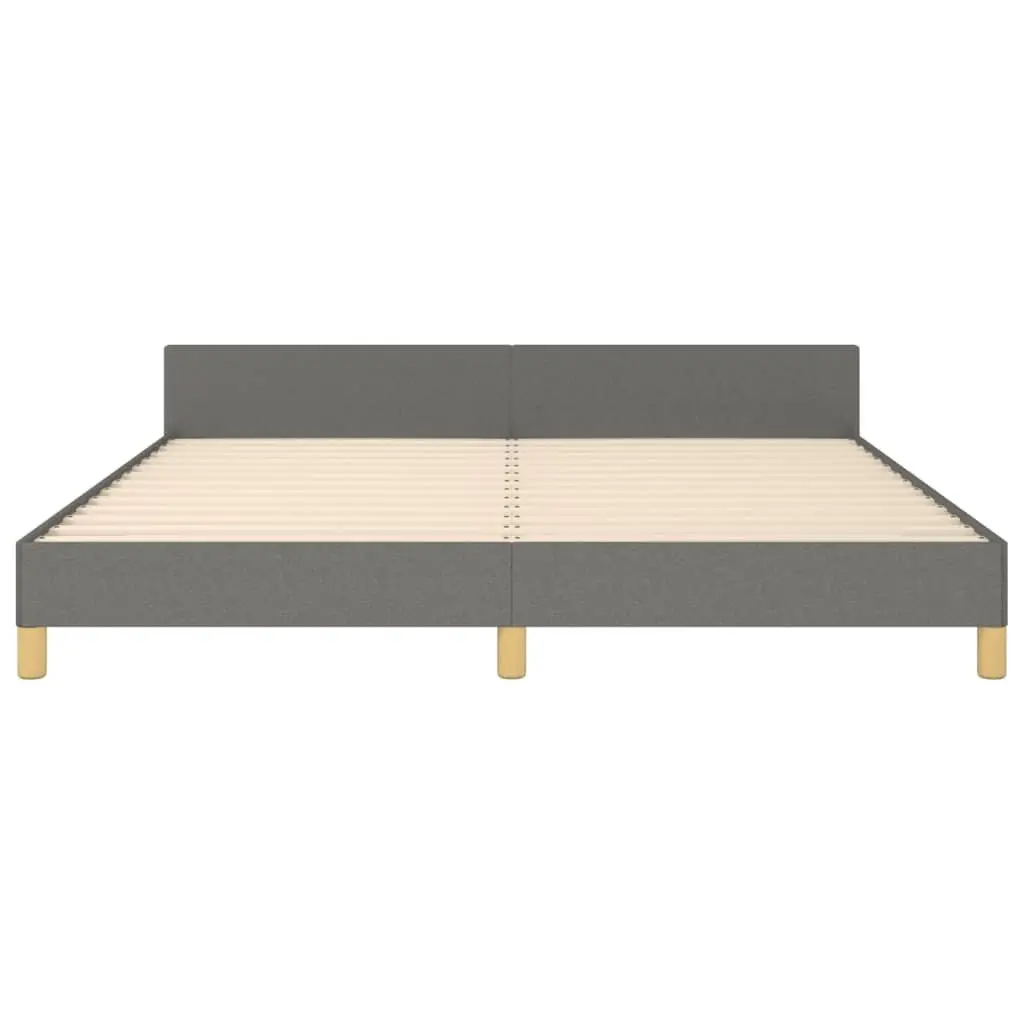 Queen Bed Frame Adjustable Headboard Grey Fabric 152x203cm