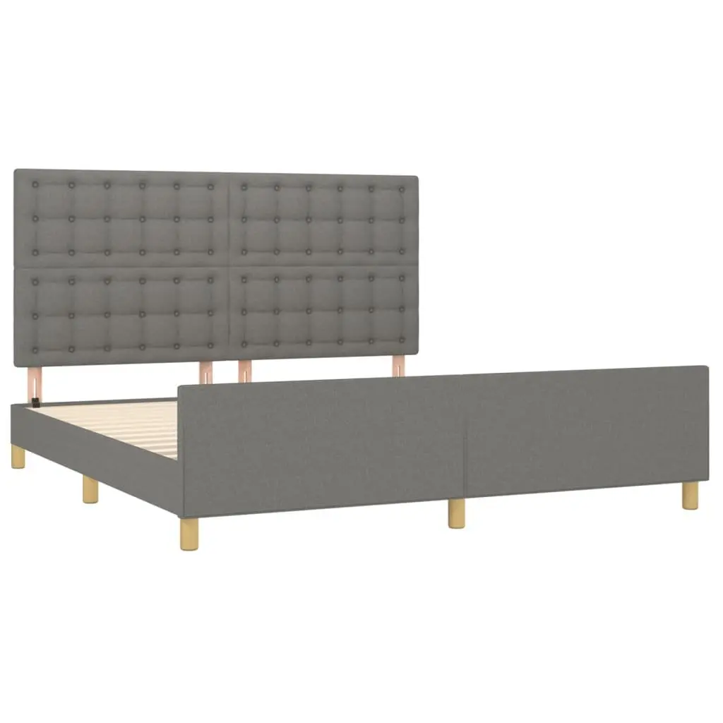 Queen Bed Frame Adjustable Headboard Grey Fabric 152x203cm