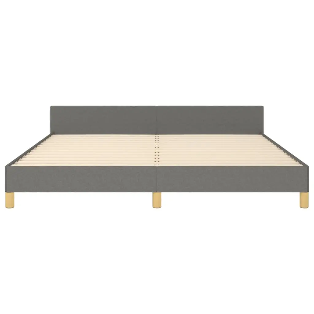 Queen Bed Frame Adjustable Headboard Grey Fabric 152x203cm