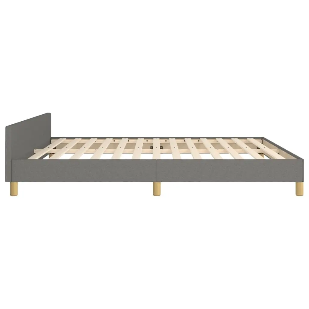 Queen Bed Frame Adjustable Headboard Grey Fabric 152x203cm