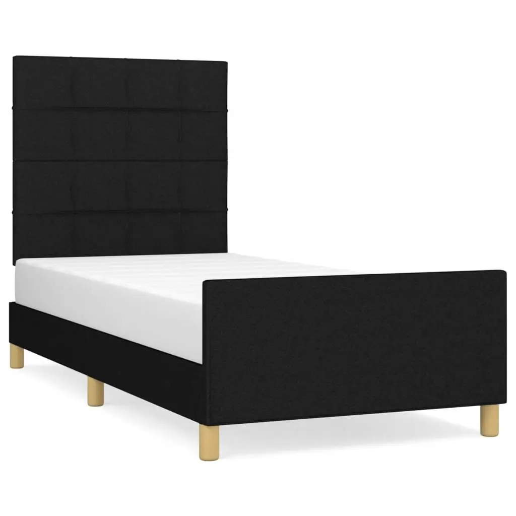 King Single Bed Frame Adjustable Height Black 107x203cm Fabric Upholstery